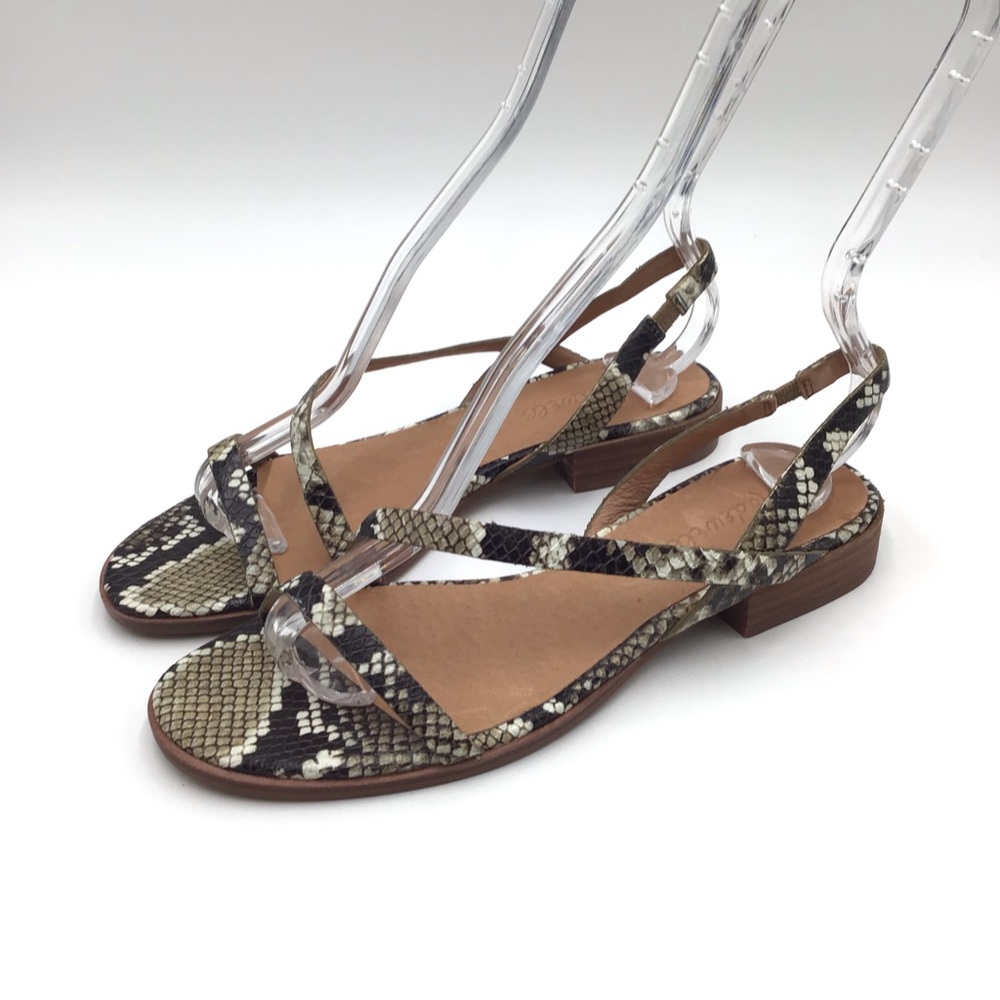 New Madewell Heidi snake print leather slingback sandals style AM214 womens 6.5 - Picture 2 of 11